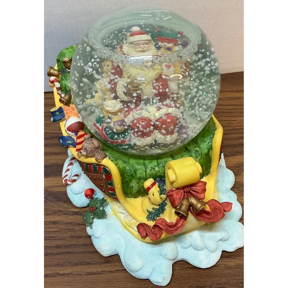 The Trimmerry Vintage Santa Sleigh Water Globe Hand Painted Christmas Decor